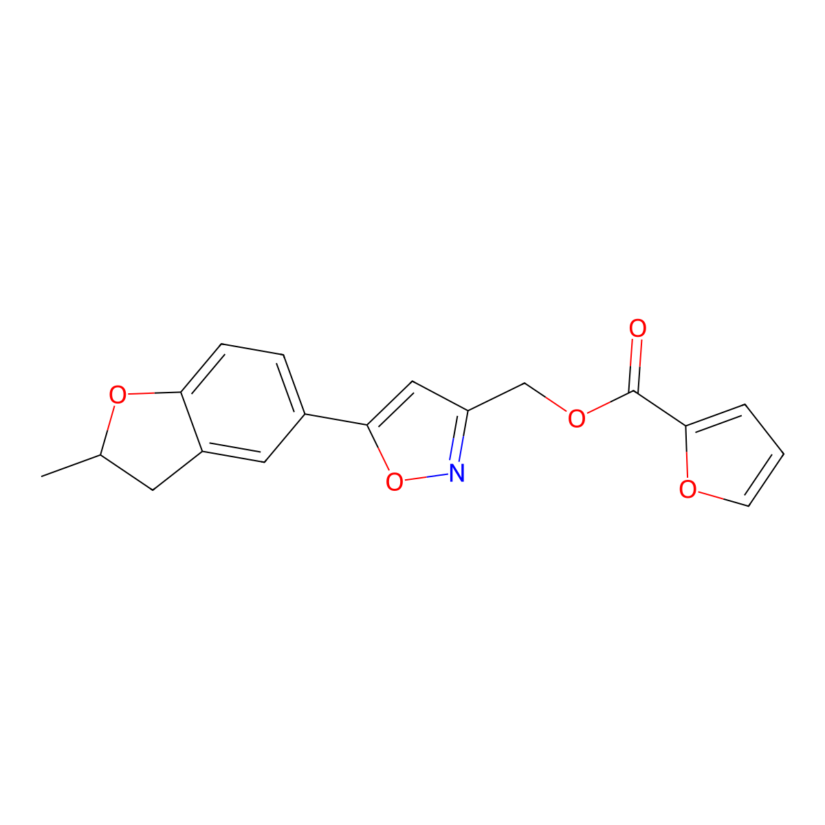 (5-(2-Methyl-2,3-dihydrobenzofuran-5-yl)isoxazol-3-yl)methyl furan-2-carboxylate molecular structure, CAS 1105244-78-7