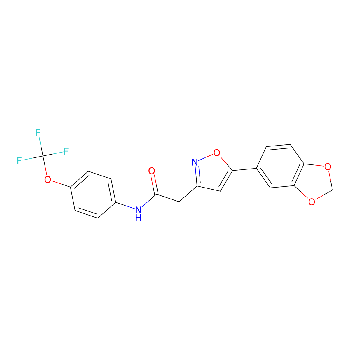 2-(5-(benzo[d][1,3]dioxol-5-yl)isoxazol-3-yl)-N-(4-(trifluoromethoxy)phenyl)acetamide molecular structure, CAS 1105244-79-8