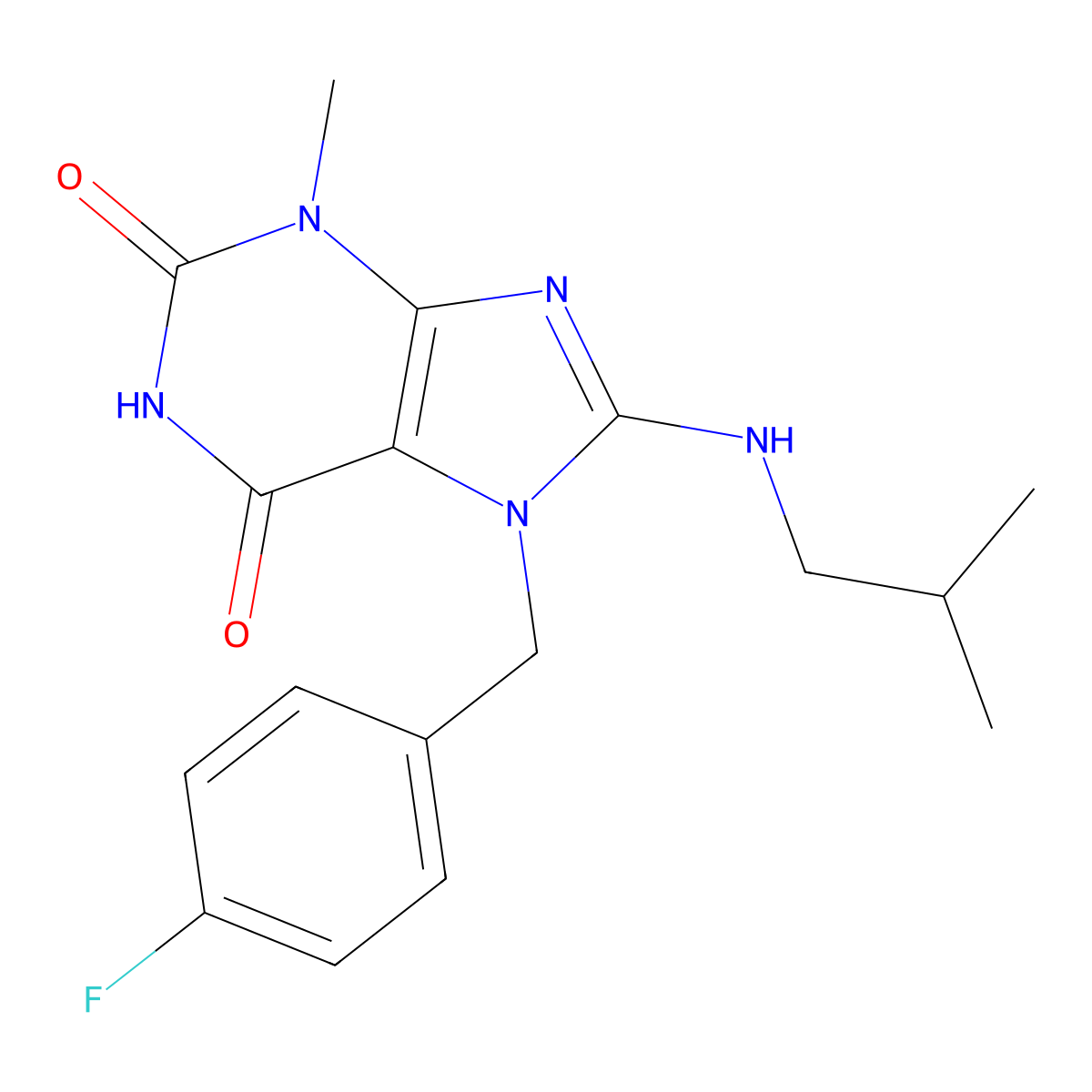 7-(4-fluorobenzyl)-8-(isobutylamino)-3-methyl-1H-purine-2,6(3H,7H)-dione molecular structure, CAS 1105244-81-2