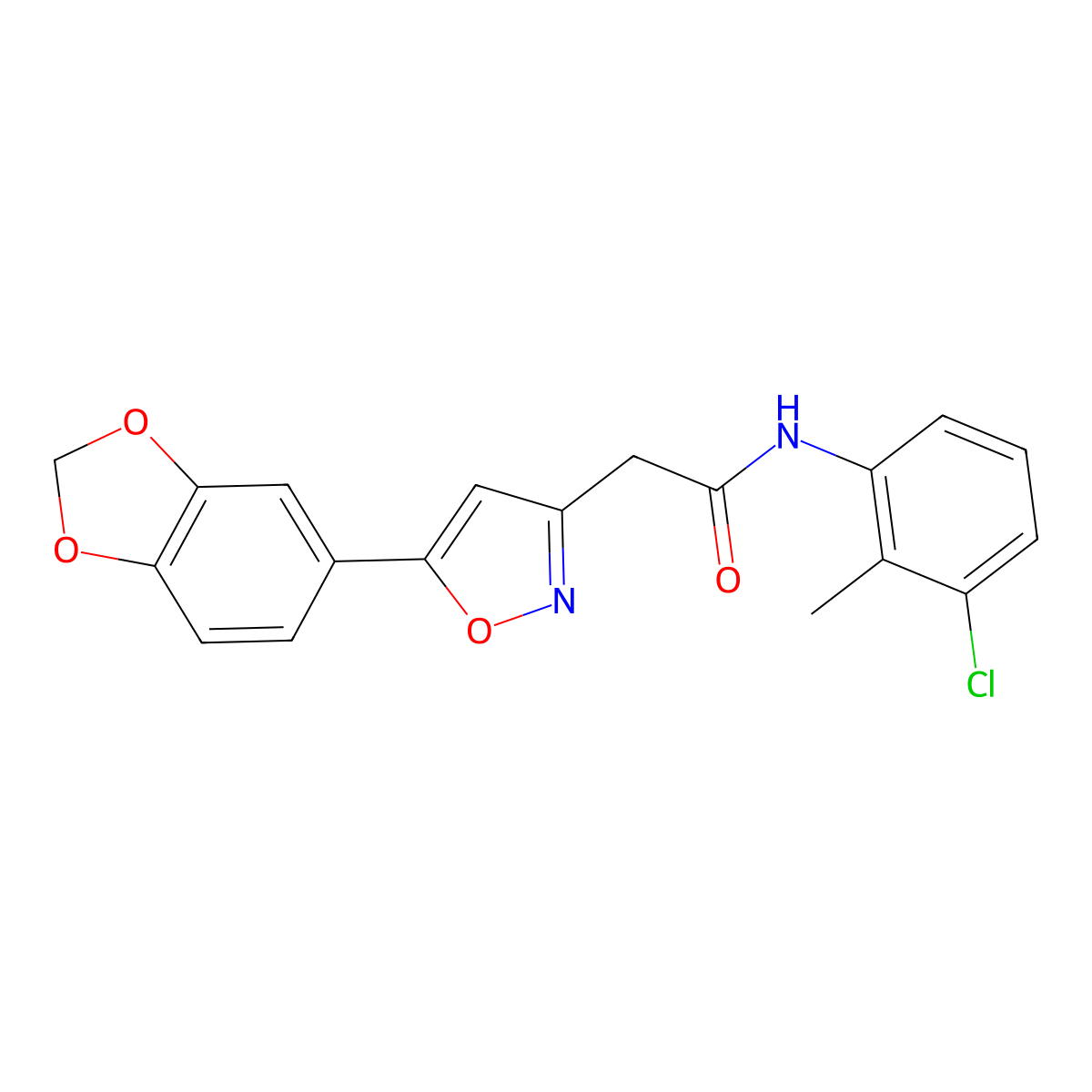 2-(5-(benzo[d][1,3]dioxol-5-yl)isoxazol-3-yl)-N-(3-chloro-2-methylphenyl)acetamide molecular structure, CAS 1105244-83-4