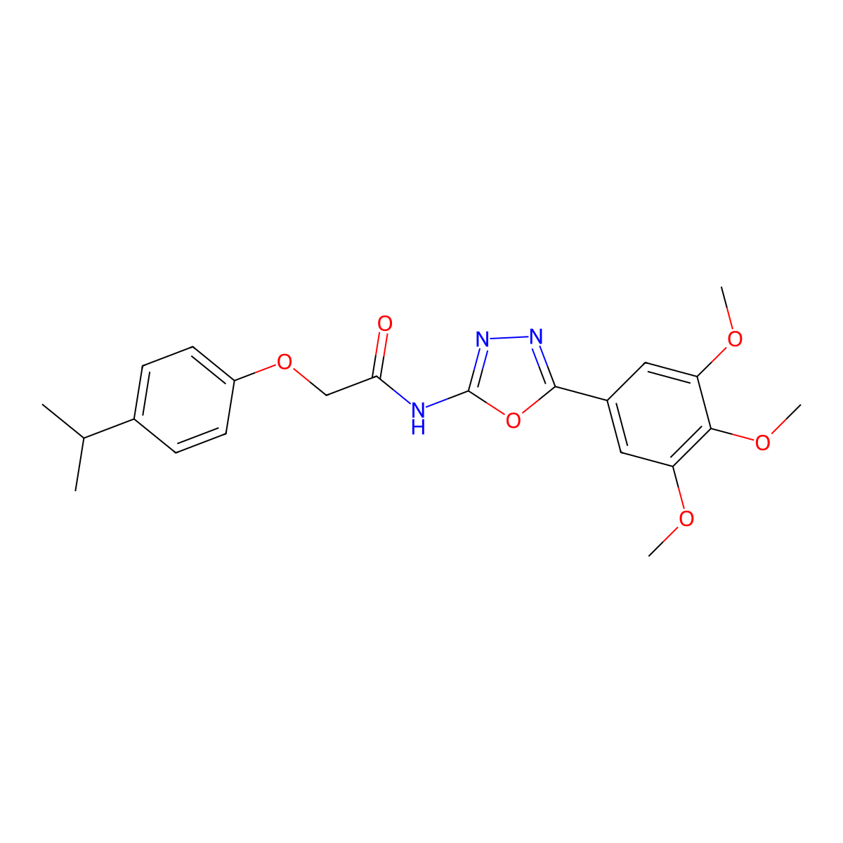 2-[4-(propan-2-yl)phenoxy]-N-[5-(3,4,5-trimethoxyphenyl)-1,3,4-oxadiazol-2-yl]acetamide molecular structure, CAS 1105244-91-4