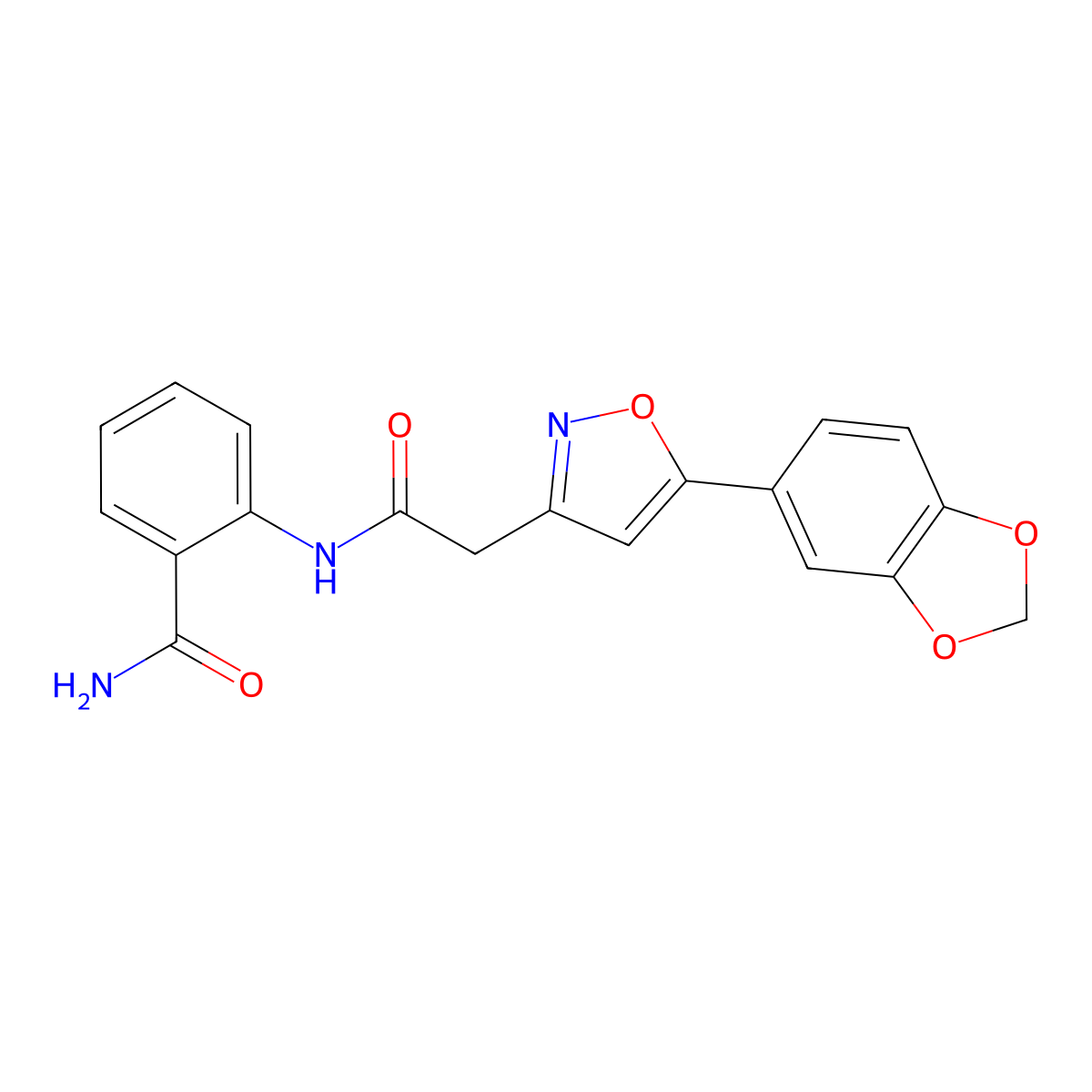 2-(2-(5-(Benzo[d][1,3]dioxol-5-yl)isoxazol-3-yl)acetamido)benzamide molecular structure, CAS 1105244-96-9
