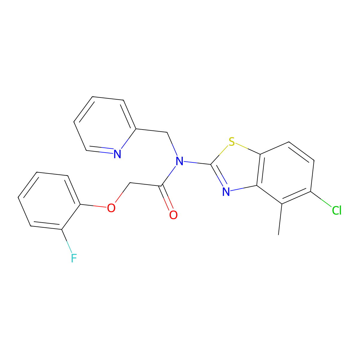 N-(5-chloro-4-methylbenzo[d]thiazol-2-yl)-2-(2-fluorophenoxy)-N-(pyridin-2-ylmethyl)acetamide molecular structure, CAS 1105245-04-2