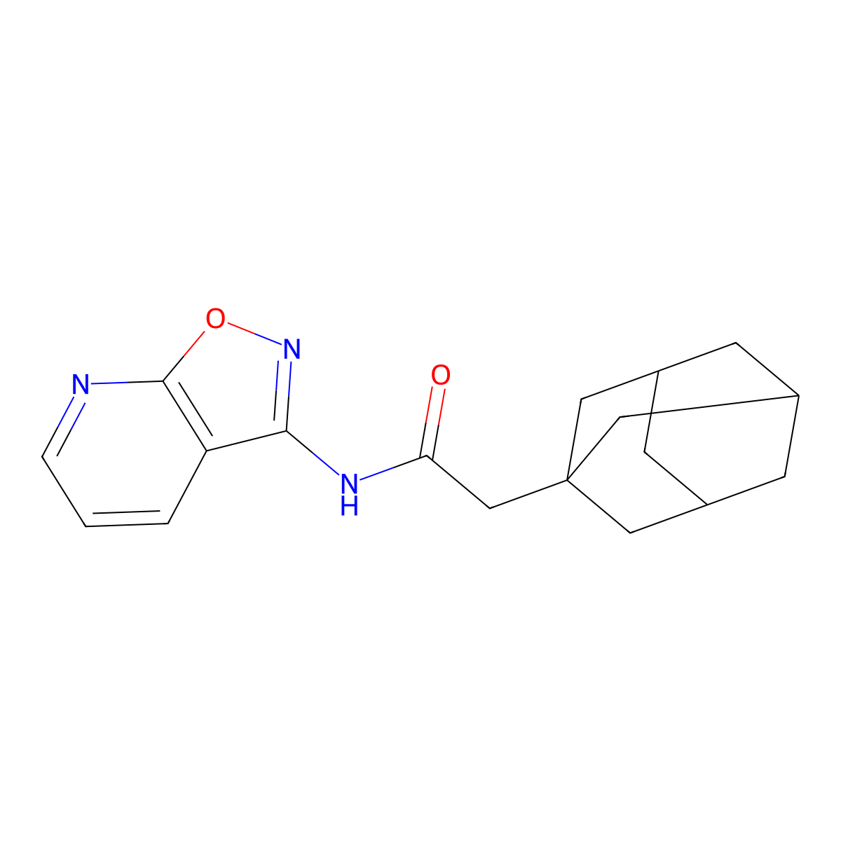 2-adamantanyl-N-isoxazolo[5,4-b]pyridin-3-ylacetamide molecular structure, CAS 1105245-05-3