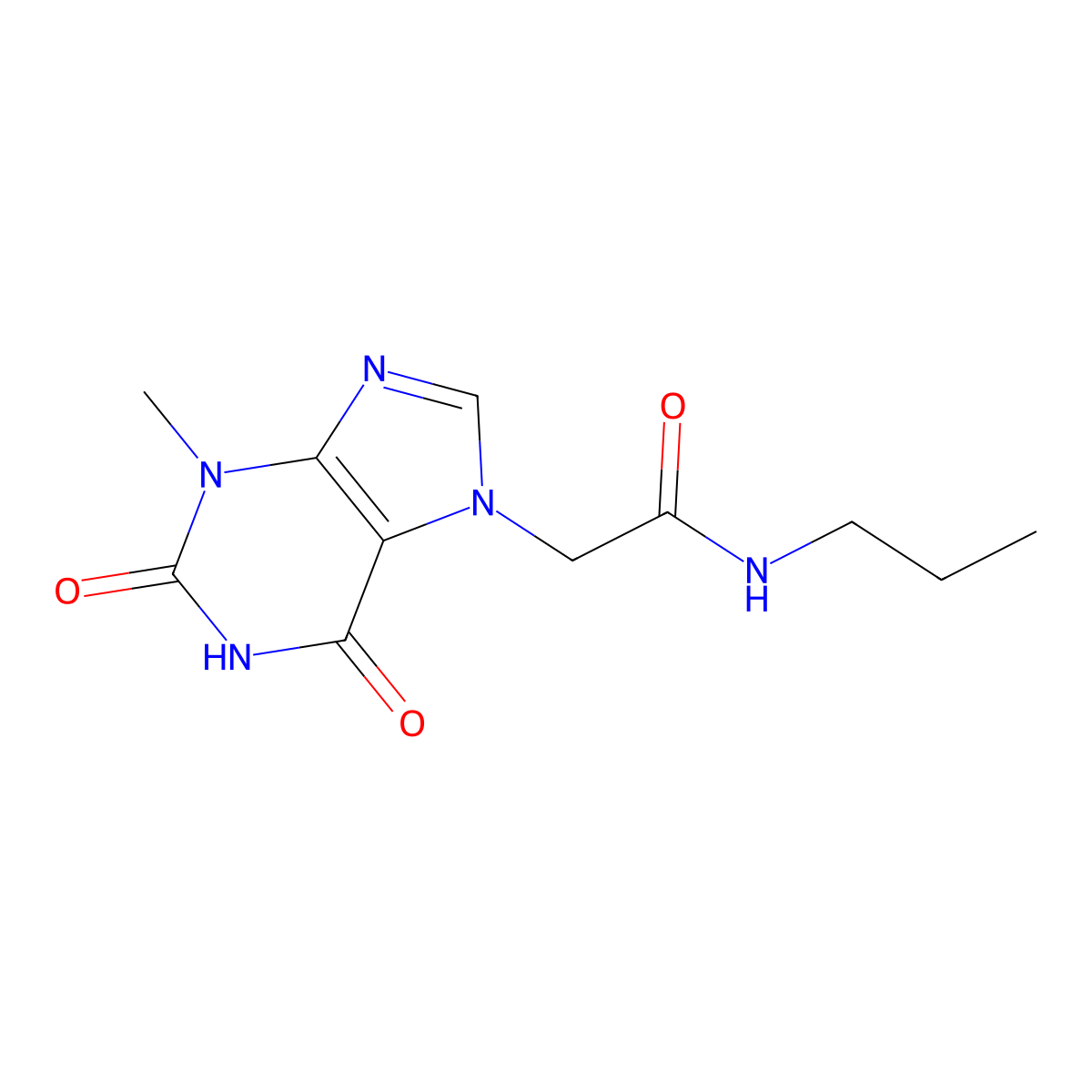 2-(3-methyl-2,6-dioxo-2,3-dihydro-1H-purin-7(6H)-yl)-N-propylacetamide molecular structure, CAS 1105245-10-0