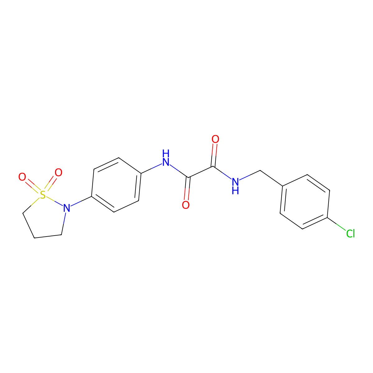 N1-(4-chlorobenzyl)-N2-(4-(1,1-dioxidoisothiazolidin-2-yl)phenyl)oxalamide molecular structure, CAS 1105245-57-5