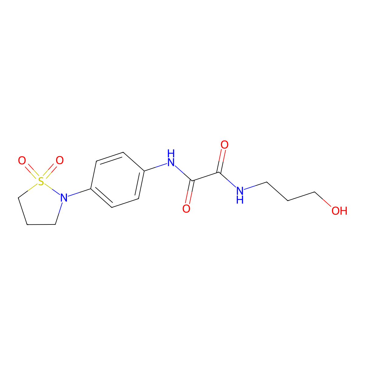 N1-(4-(1,1-dioxidoisothiazolidin-2-yl)phenyl)-N2-(3-hydroxypropyl)oxalamide molecular structure, CAS 1105245-78-0