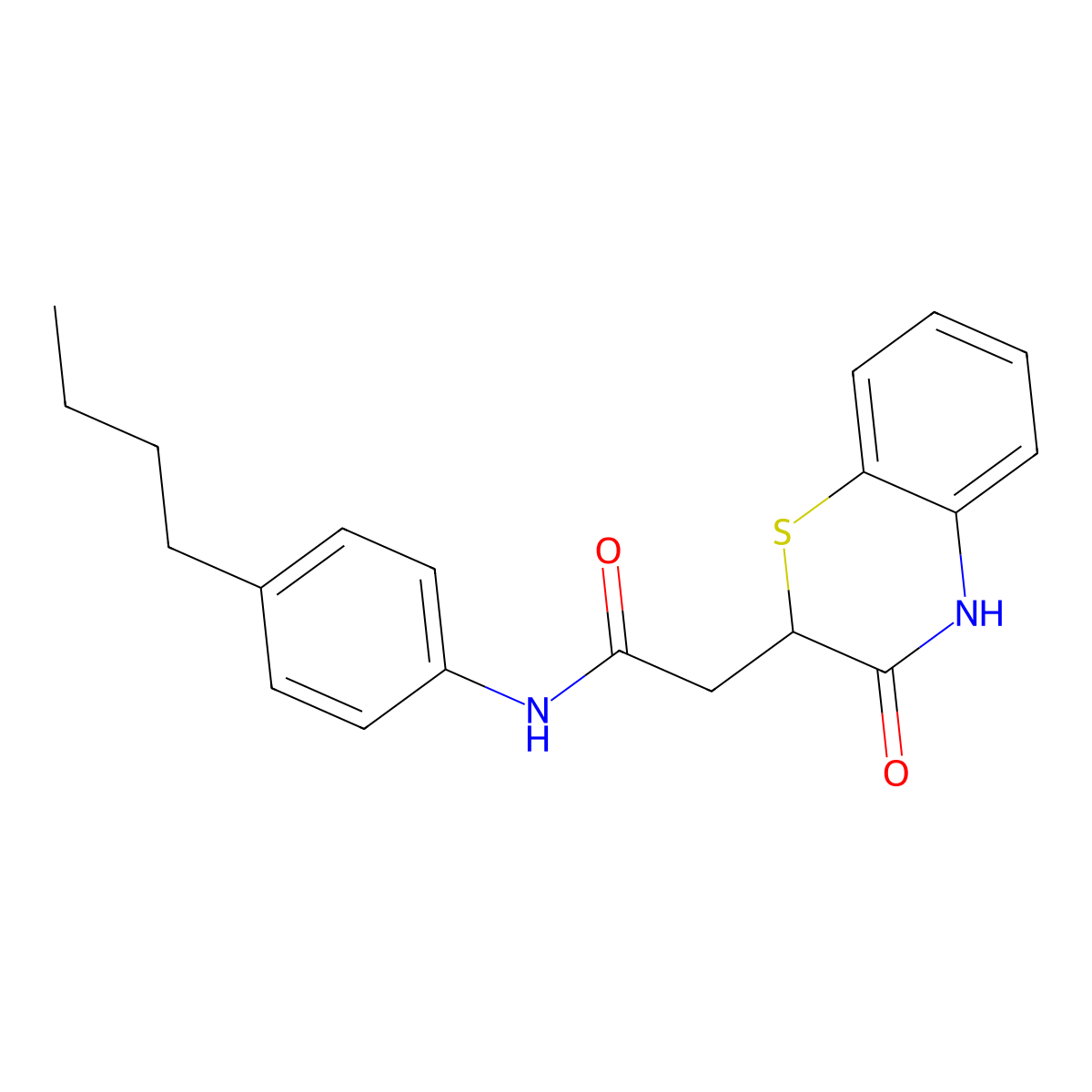 N-(4-butylphenyl)-2-(3-oxo-3,4-dihydro-2H-1,4-benzothiazin-2-yl)acetamide molecular structure, CAS 1105245-84-8