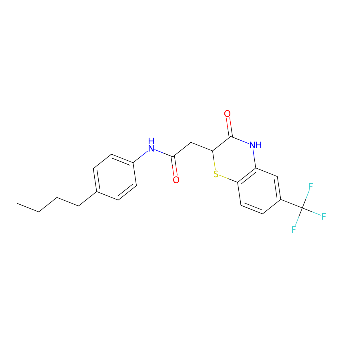 N-(4-butylphenyl)-2-(3-oxo-6-(trifluoromethyl)-3,4-dihydro-2H-benzo[b][1,4]thiazin-2-yl)acetamide molecular structure, CAS 1105245-89-3