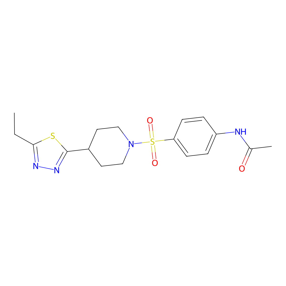 N-(4-{[4-(5-ethyl-1,3,4-thiadiazol-2-yl)piperidin-1-yl]sulfonyl}phenyl)acetamide molecular structure, CAS 1105246-05-6
