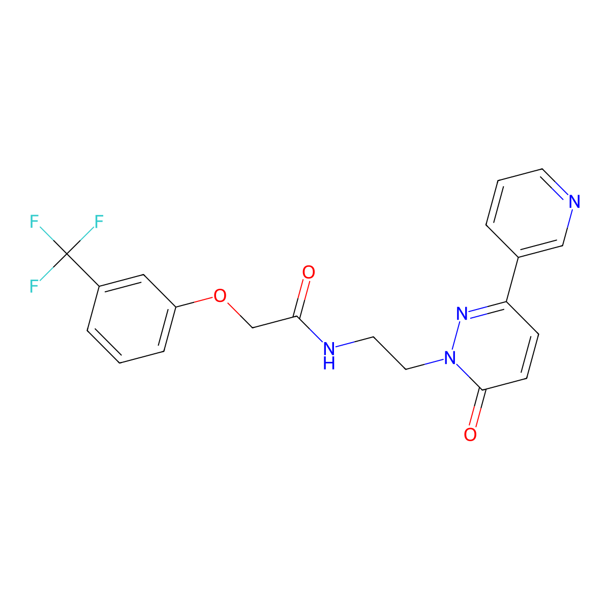 N-(2-(6-oxo-3-(pyridin-3-yl)pyridazin-1(6H)-yl)ethyl)-2-(3-(trifluoromethyl)phenoxy)acetamide molecular structure, CAS 1105246-06-7