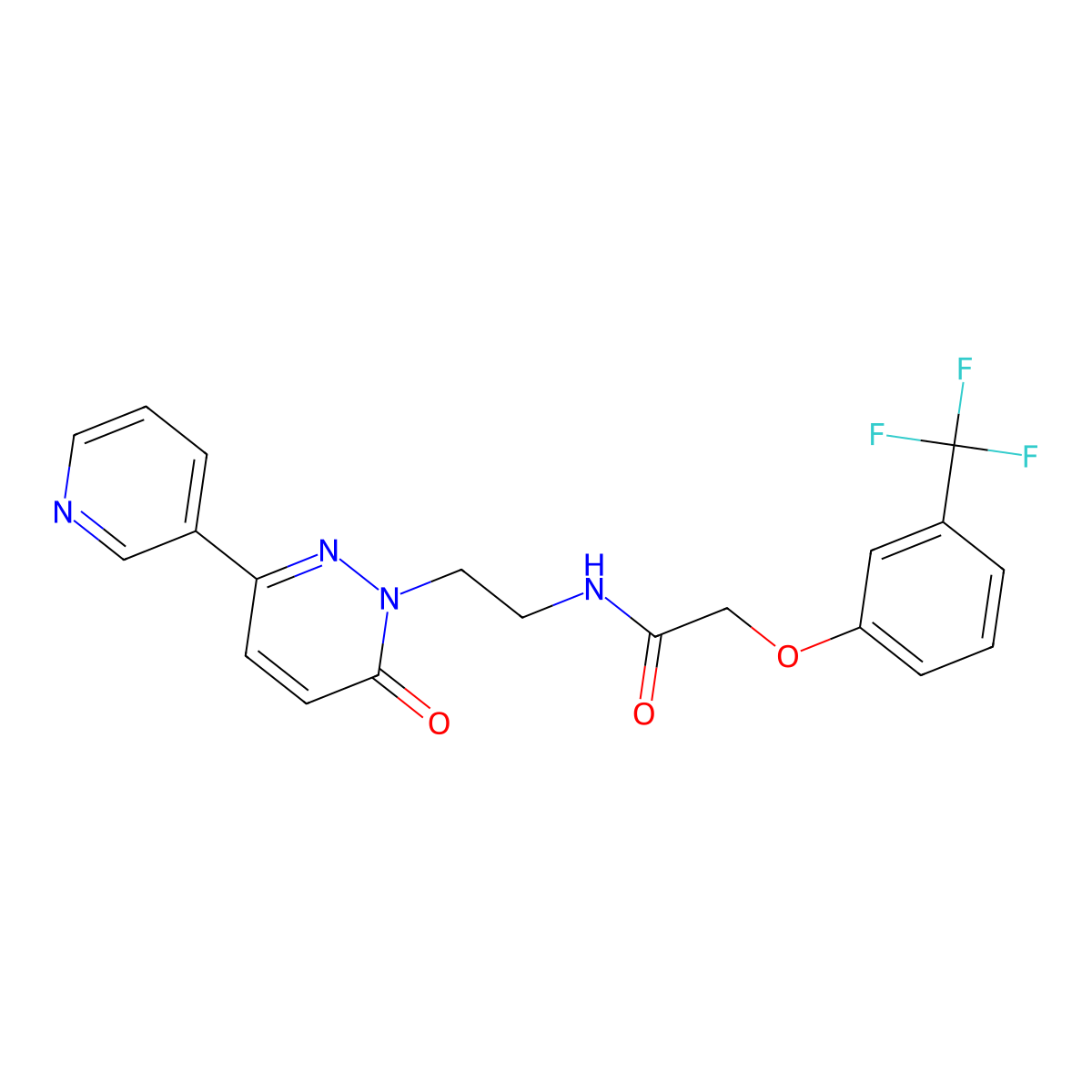 N-(2-(6-oxo-3-(pyridin-3-yl)pyridazin-1(6H)-yl)ethyl)-2-(3-(trifluoromethyl)phenoxy)acetamide molecular structure, CAS 1105246-06-7