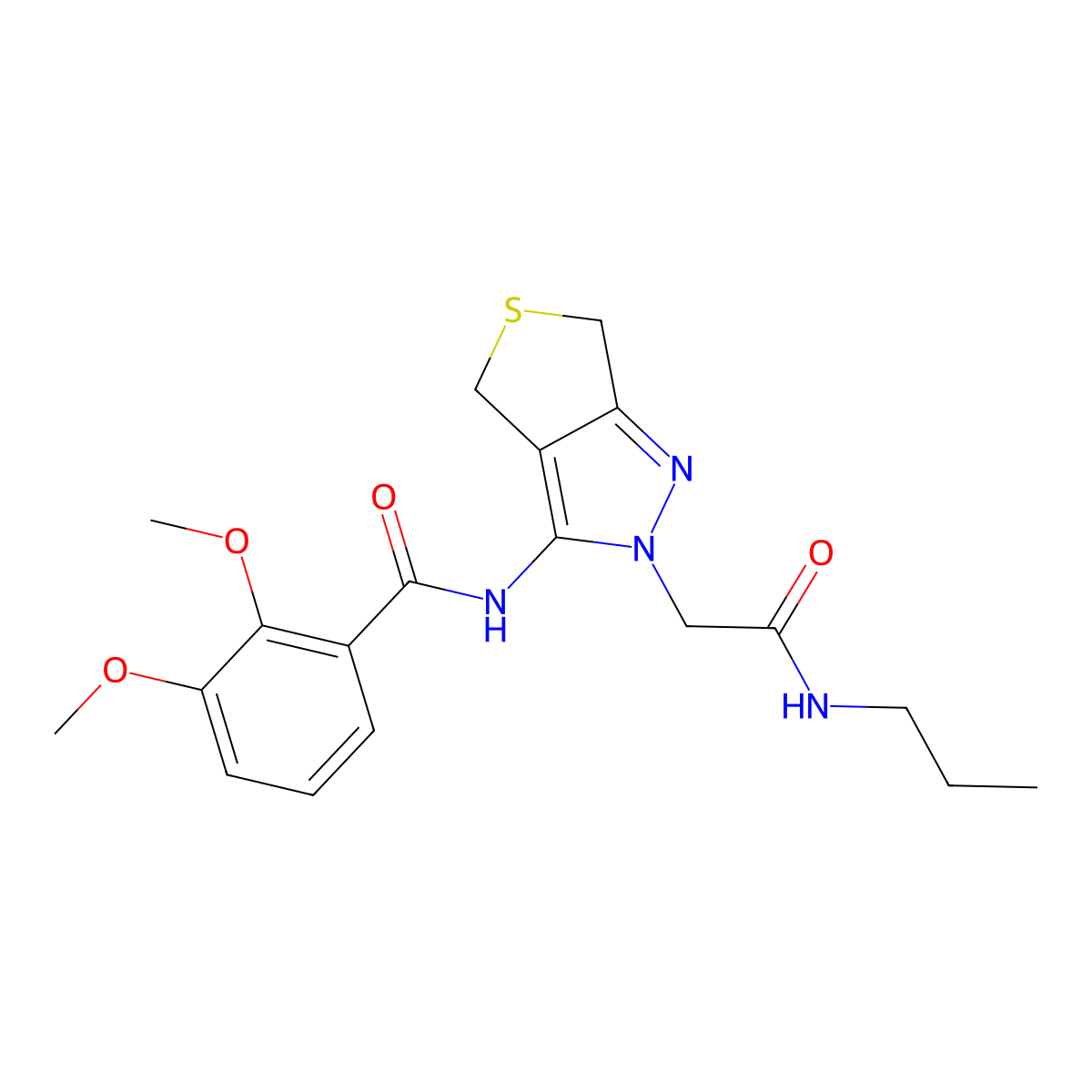 2,3-dimethoxy-N-(2-(2-oxo-2-(propylamino)ethyl)-4,6-dihydro-2H-thieno[3,4-c]pyrazol-3-yl)benzamide molecular structure, CAS 1105246-17-0