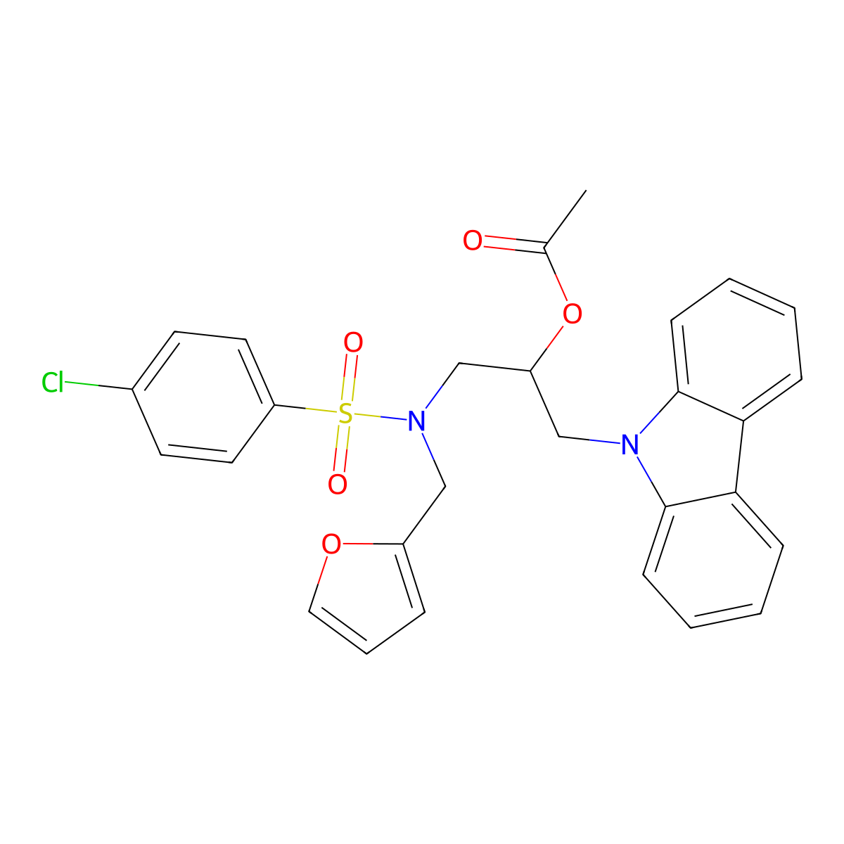 1-(9H-carbazol-9-yl)-3-(4-chloro-N-(furan-2-ylmethyl)phenylsulfonamido)propan-2-yl acetate molecular structure, CAS 1105246-19-2
