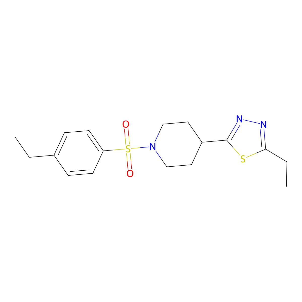 2-Ethyl-5-(1-((4-ethylphenyl)sulfonyl)piperidin-4-yl)-1,3,4-thiadiazole molecular structure, CAS 1105246-20-5