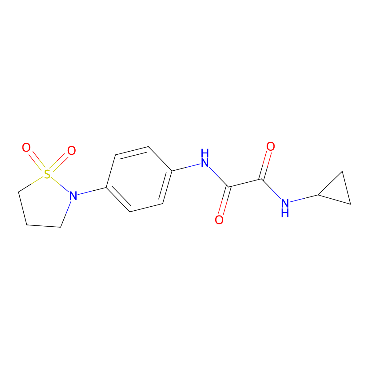 N-cyclopropyl-N'-[4-(1,1-dioxo-1,2-thiazolidin-2-yl)phenyl]oxamide molecular structure, CAS 1105246-24-9