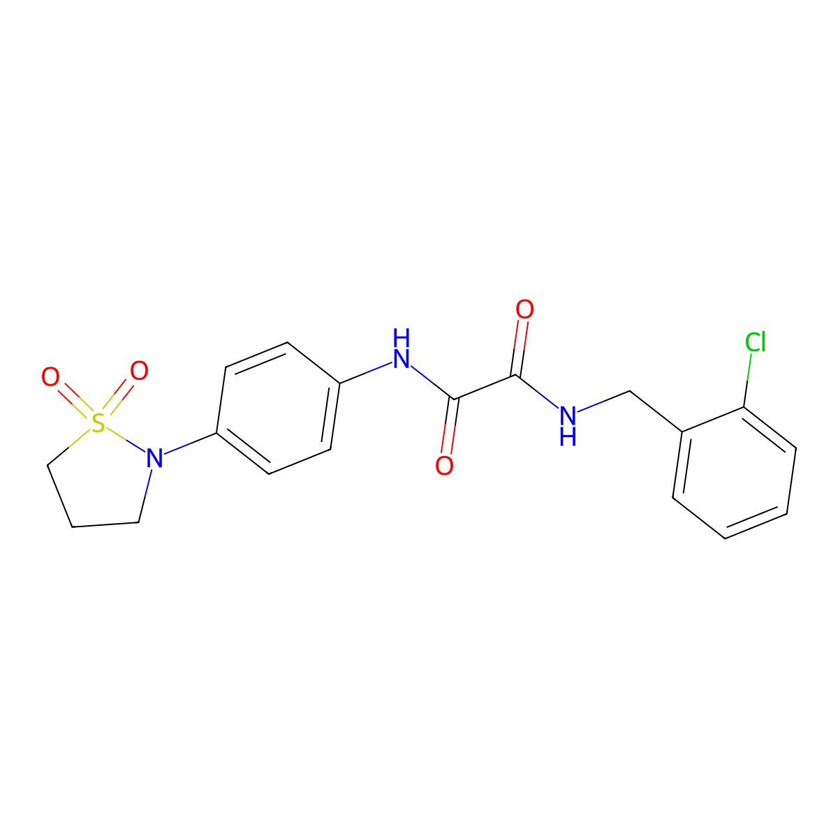 N1-(2-chlorobenzyl)-N2-(4-(1,1-dioxidoisothiazolidin-2-yl)phenyl)oxalamide molecular structure, CAS 1105246-30-7