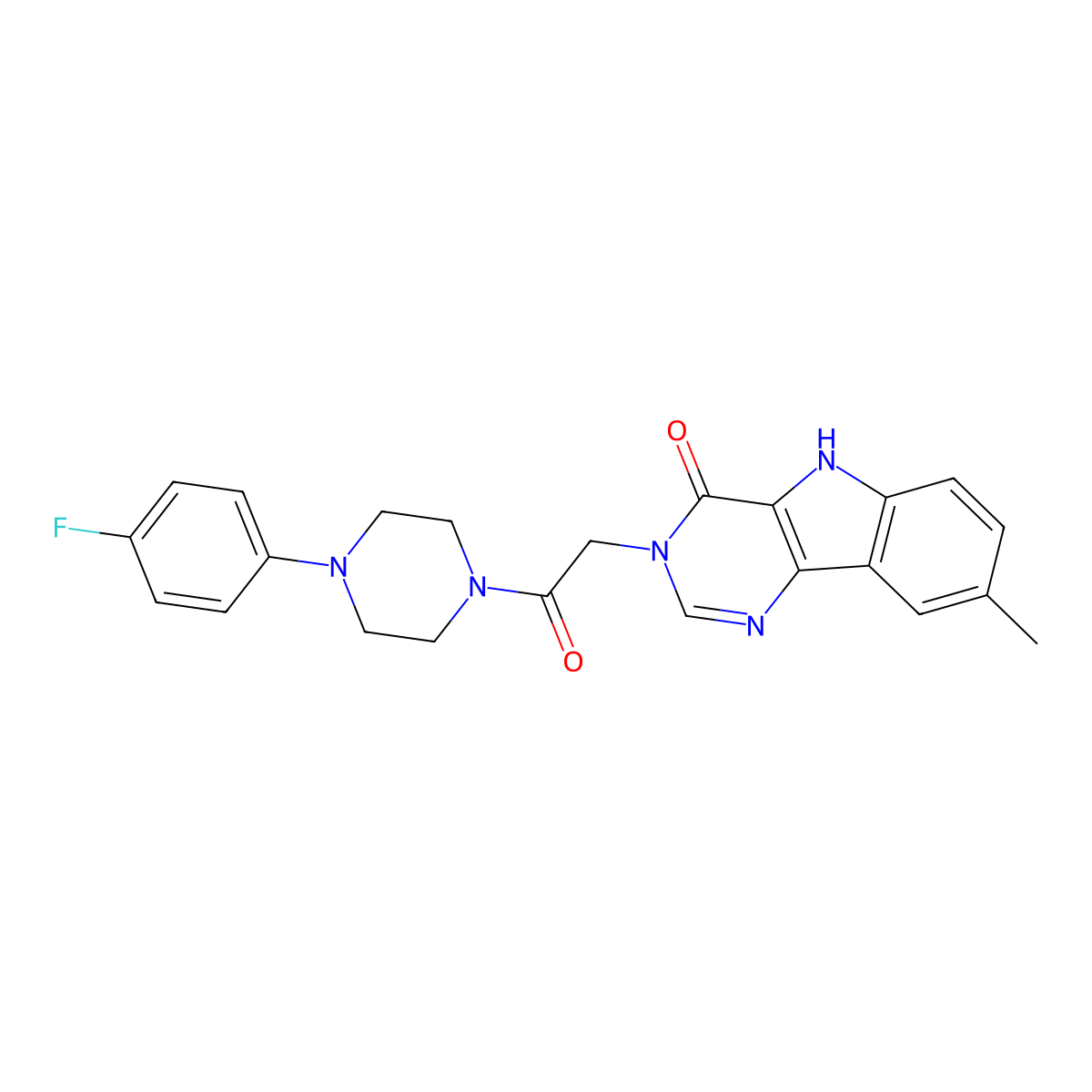 3-(2-(4-(4-fluorophenyl)piperazin-1-yl)-2-oxoethyl)-8-methyl-3H-pyrimido[5,4-b]indol-4(5H)-one molecular structure, CAS 1105246-33-0