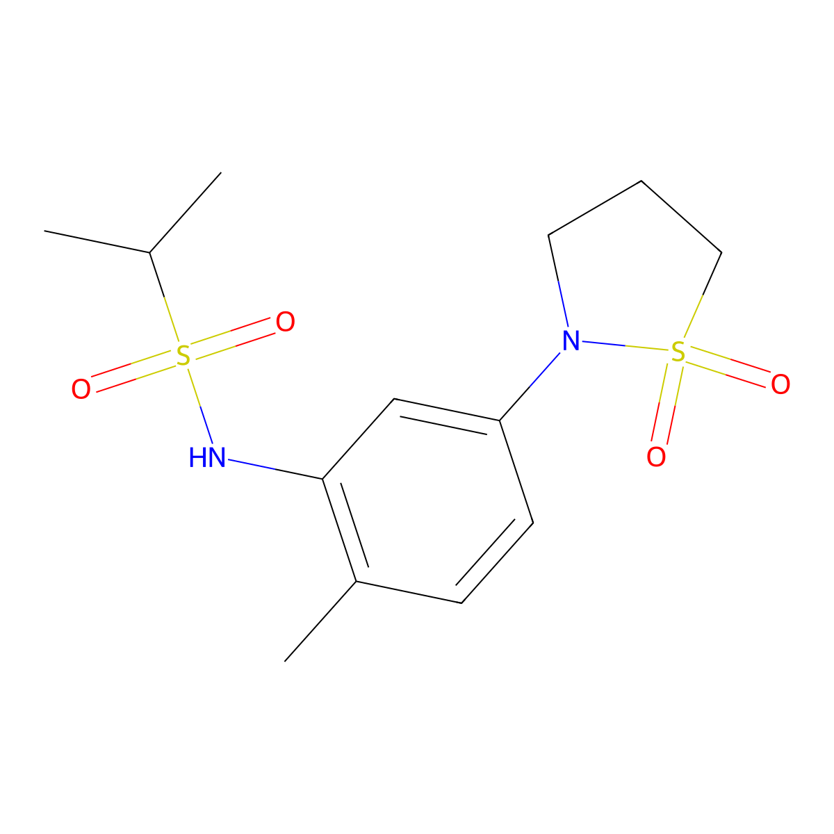 N-(5-(1,1-dioxidoisothiazolidin-2-yl)-2-methylphenyl)propane-2-sulfonamide molecular structure, CAS 1105246-36-3
