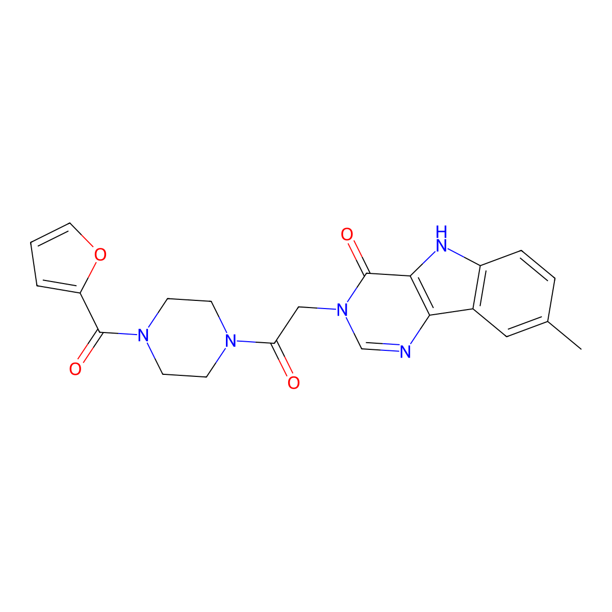 3-(2-(4-(furan-2-carbonyl)piperazin-1-yl)-2-oxoethyl)-8-methyl-3H-pyrimido[5,4-b]indol-4(5H)-one molecular structure, CAS 1105246-39-6