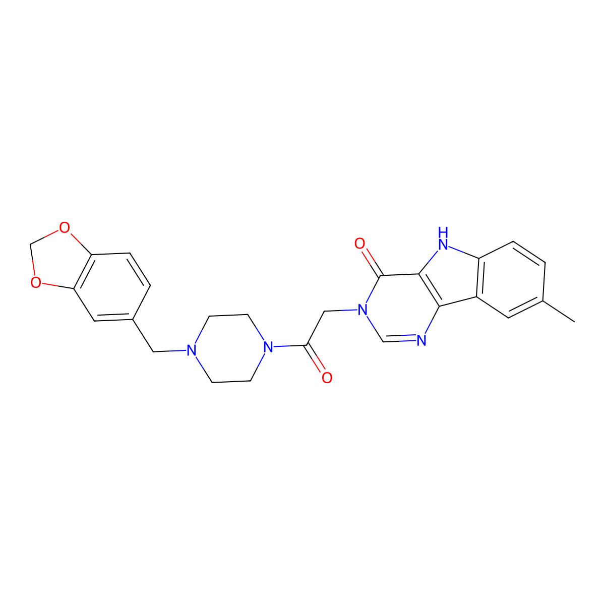 3-(2-(4-(benzo[d][1,3]dioxol-5-ylmethyl)piperazin-1-yl)-2-oxoethyl)-8-methyl-3H-pyrimido[5,4-b]indol-4(5H)-one molecular structure, CAS 1105246-45-4