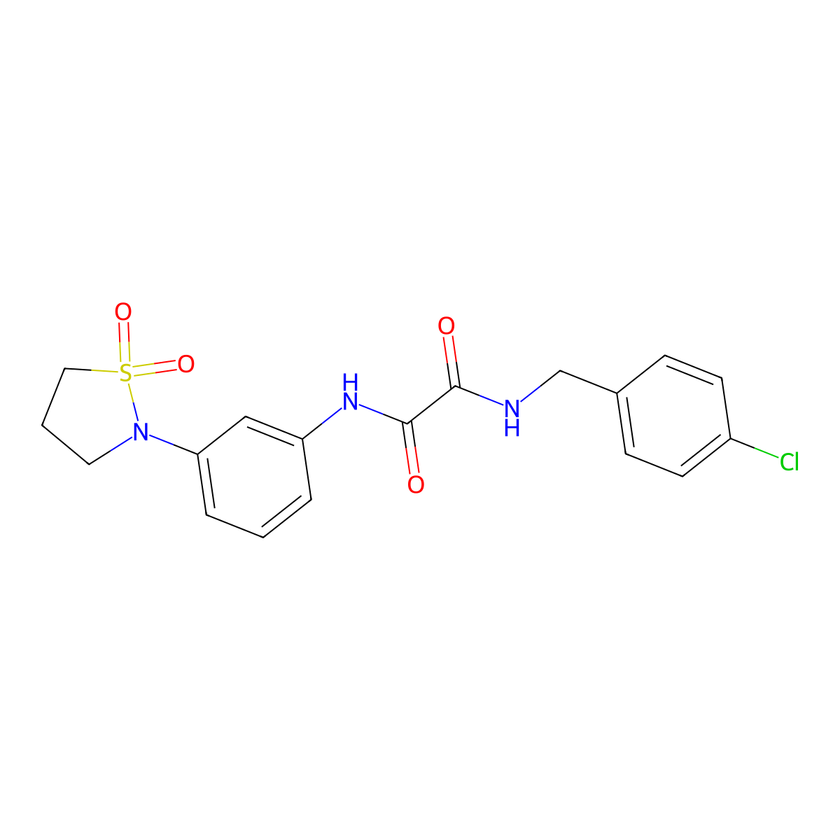 N1-(4-chlorobenzyl)-N2-(3-(1,1-dioxidoisothiazolidin-2-yl)phenyl)oxalamide molecular structure, CAS 1105246-54-5