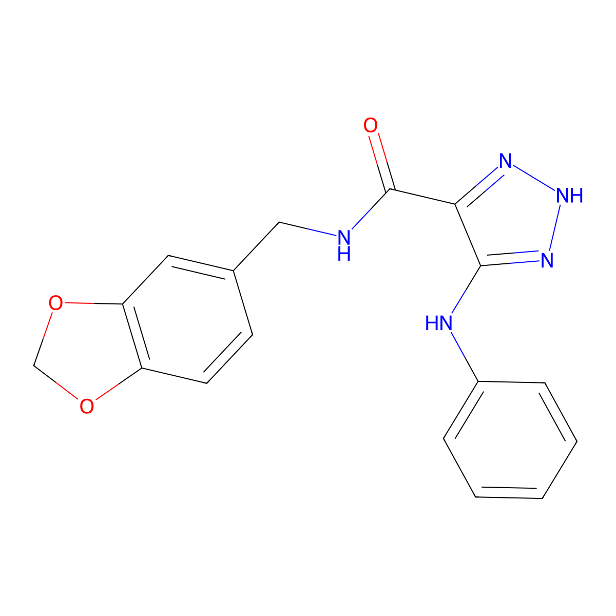 N-[(2H-1,3-benzodioxol-5-yl)methyl]-5-(phenylamino)-1H-1,2,3-triazole-4-carboxamide molecular structure, CAS 1105246-61-4