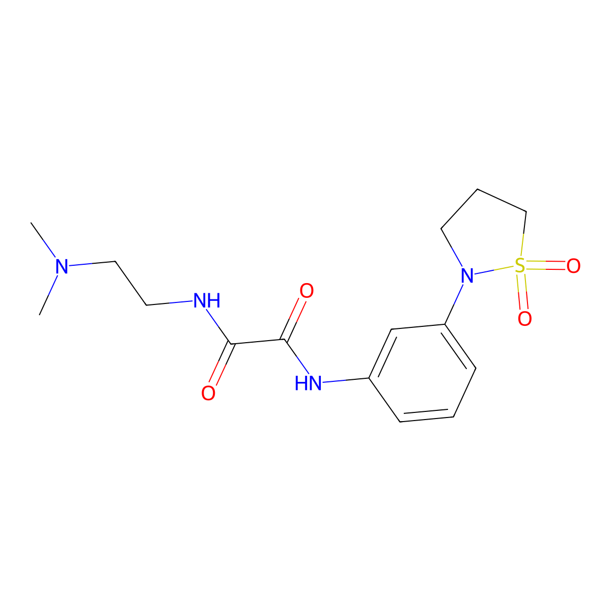 N1-(2-(dimethylamino)ethyl)-N2-(3-(1,1-dioxidoisothiazolidin-2-yl)phenyl)oxalamide molecular structure, CAS 1105246-66-9