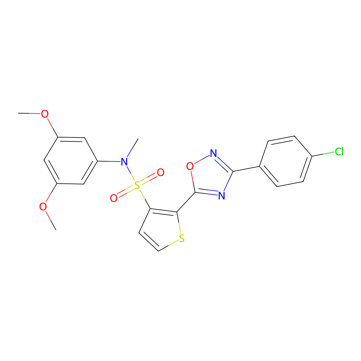 2-[3-(4-chlorophenyl)-1,2,4-oxadiazol-5-yl]-N-(3,5-dimethoxyphenyl)-N-methylthiophene-3-sulfonamide molecular structure, CAS 1105246-68-1