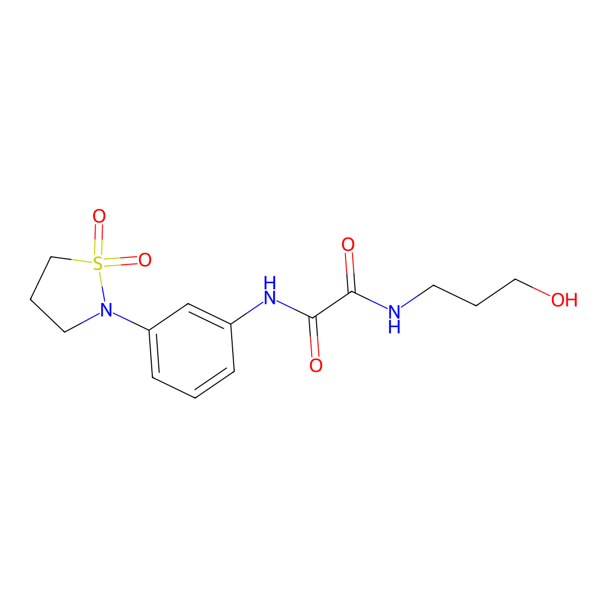 N1-(3-(1,1-dioxidoisothiazolidin-2-yl)phenyl)-N2-(3-hydroxypropyl)oxalamide molecular structure, CAS 1105246-87-4