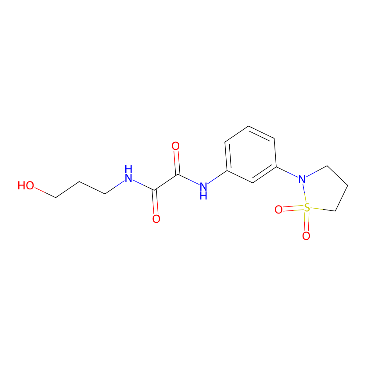 N1-(3-(1,1-dioxidoisothiazolidin-2-yl)phenyl)-N2-(3-hydroxypropyl)oxalamide molecular structure, CAS 1105246-87-4