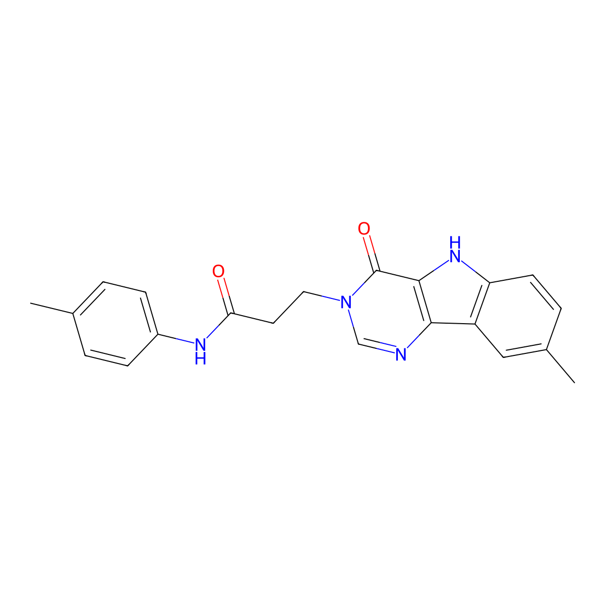 3-{8-methyl-4-oxo-3H,4H,5H-pyrimido[5,4-b]indol-3-yl}-N-(4-methylphenyl)propanamide molecular structure, CAS 1105246-91-0