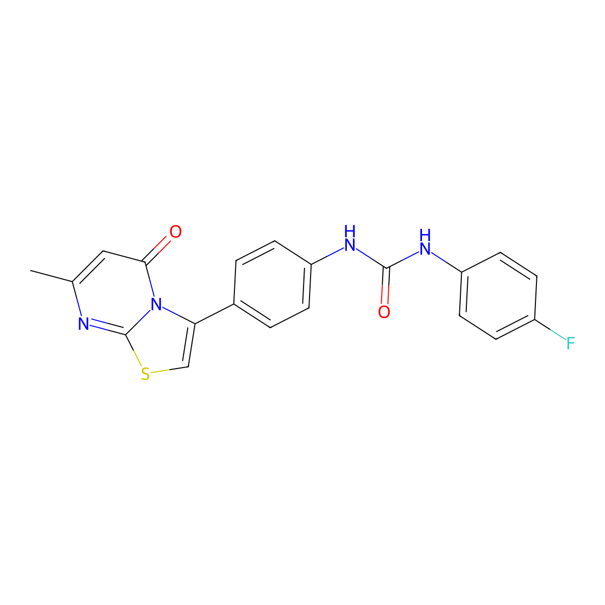 1-(4-fluorophenyl)-3-(4-(7-methyl-5-oxo-5H-thiazolo[3,2-a]pyrimidin-3-yl)phenyl)urea molecular structure, CAS 1105246-92-1