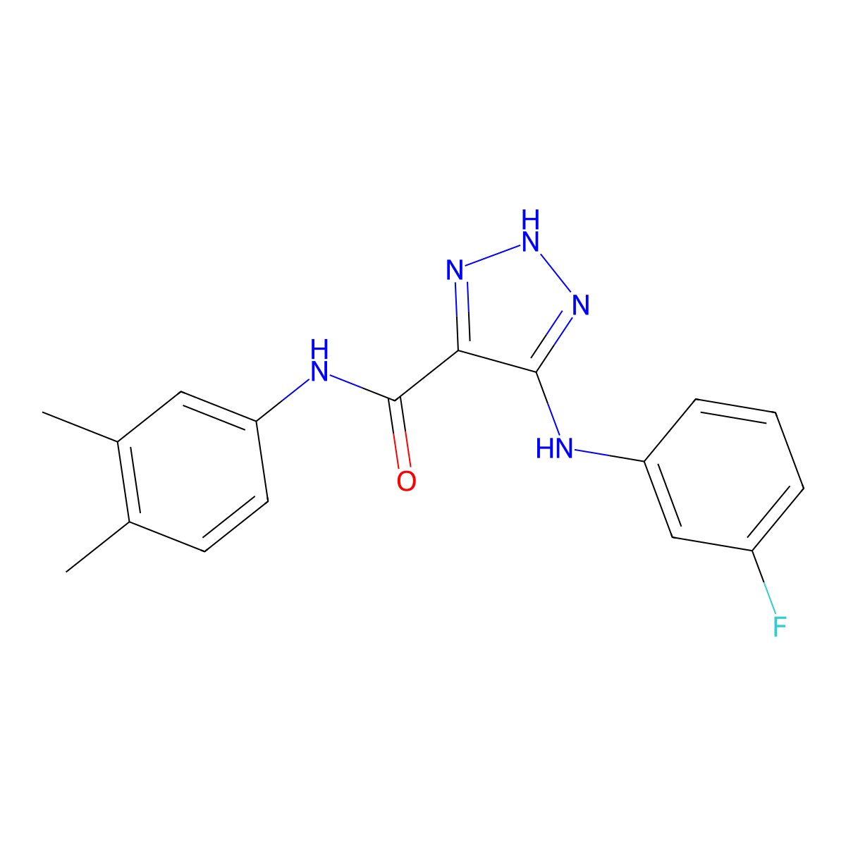 N-(3,4-dimethylphenyl)-5-[(3-fluorophenyl)amino]-1H-1,2,3-triazole-4-carboxamide molecular structure, CAS 1105246-95-4