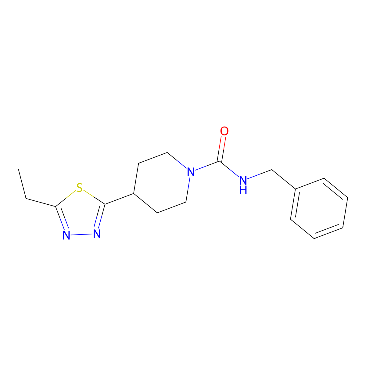 N-benzyl-4-(5-ethyl-1,3,4-thiadiazol-2-yl)piperidine-1-carboxamide molecular structure, CAS 1105246-97-6