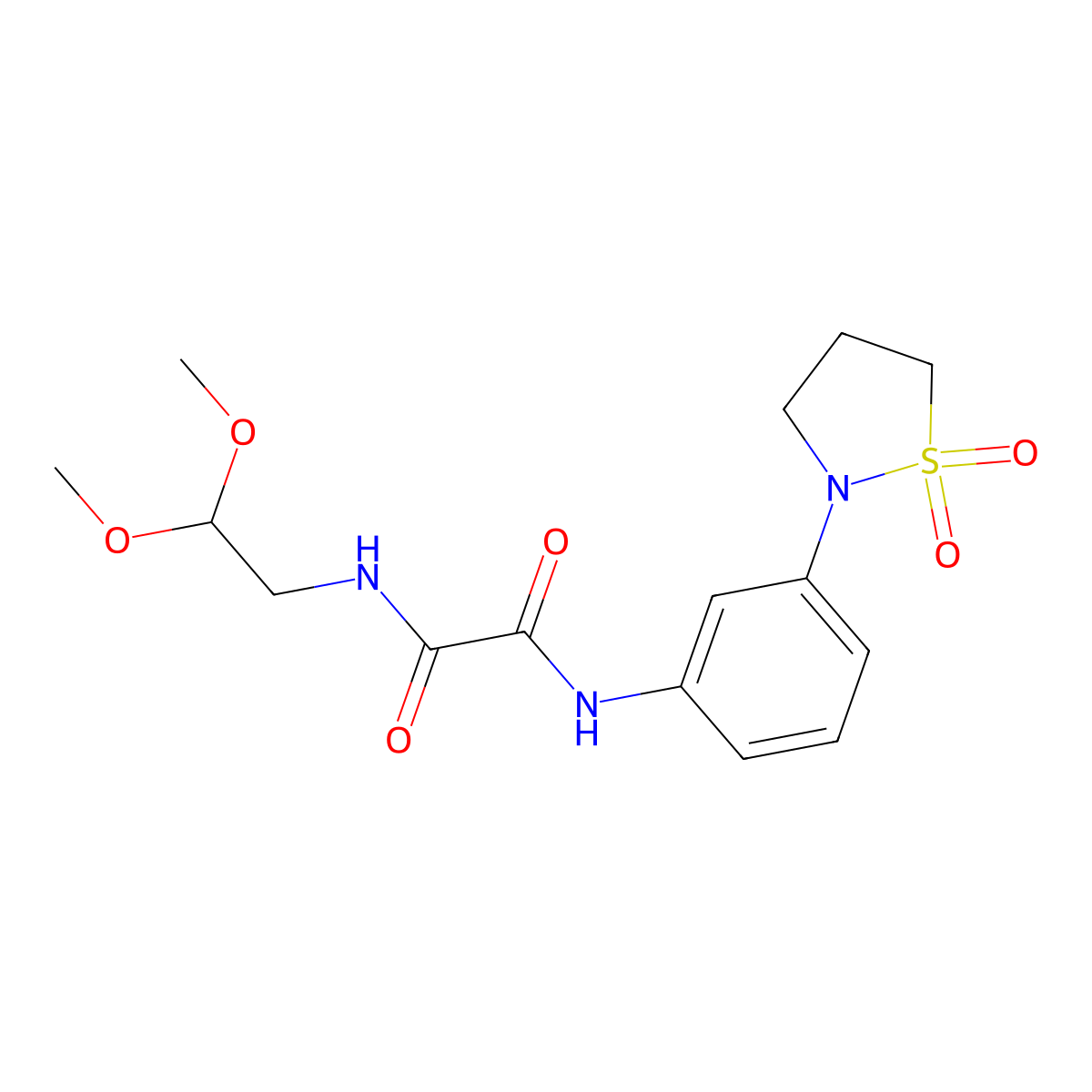 N1-(2,2-dimethoxyethyl)-N2-(3-(1,1-dioxidoisothiazolidin-2-yl)phenyl)oxalamide molecular structure, CAS 1105247-01-5
