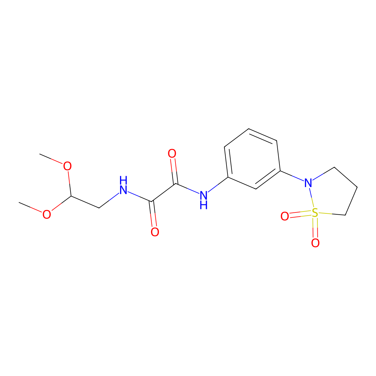 N1-(2,2-dimethoxyethyl)-N2-(3-(1,1-dioxidoisothiazolidin-2-yl)phenyl)oxalamide molecular structure, CAS 1105247-01-5