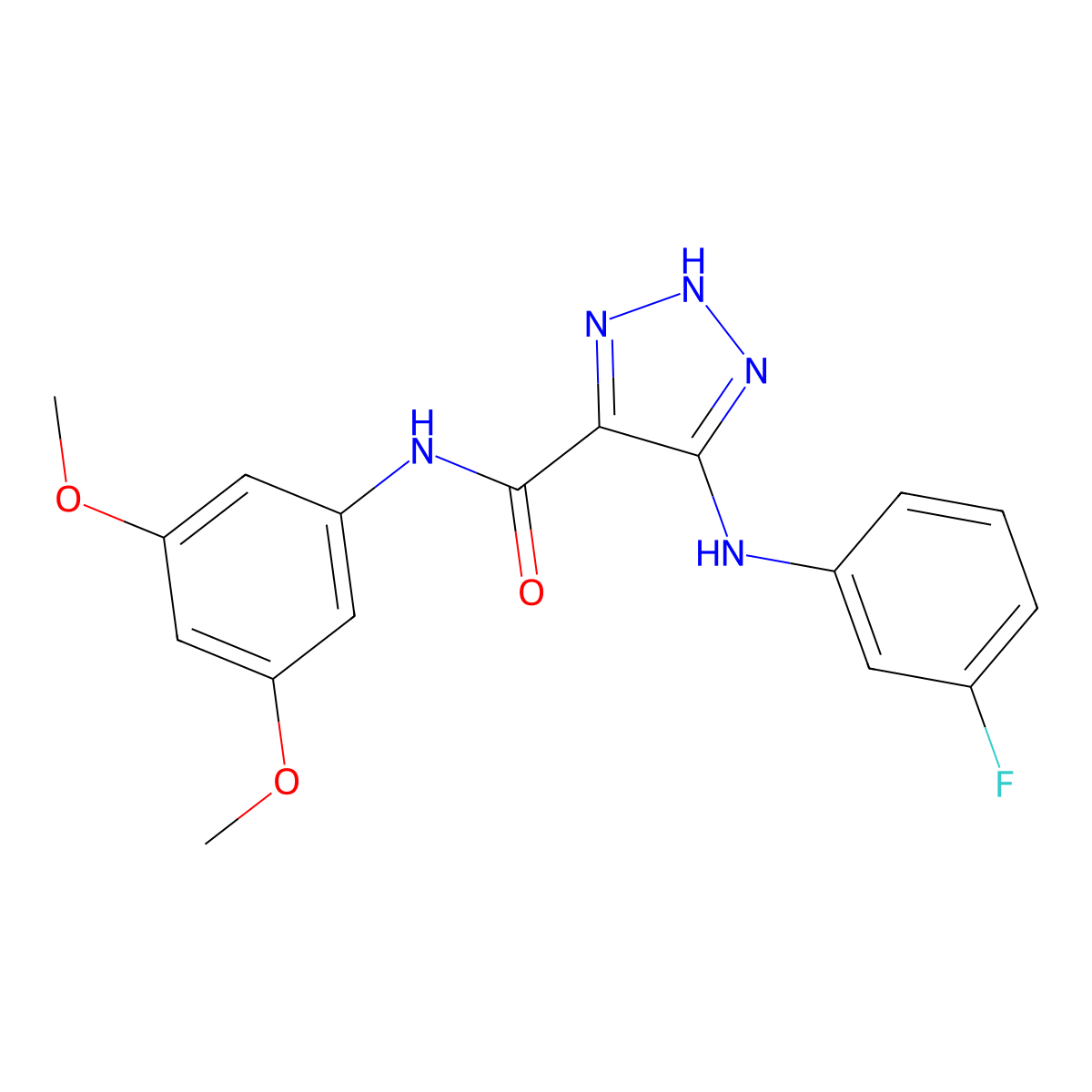 N-(3,5-dimethoxyphenyl)-5-[(3-fluorophenyl)amino]-1H-1,2,3-triazole-4-carboxamide molecular structure, CAS 1105247-02-6