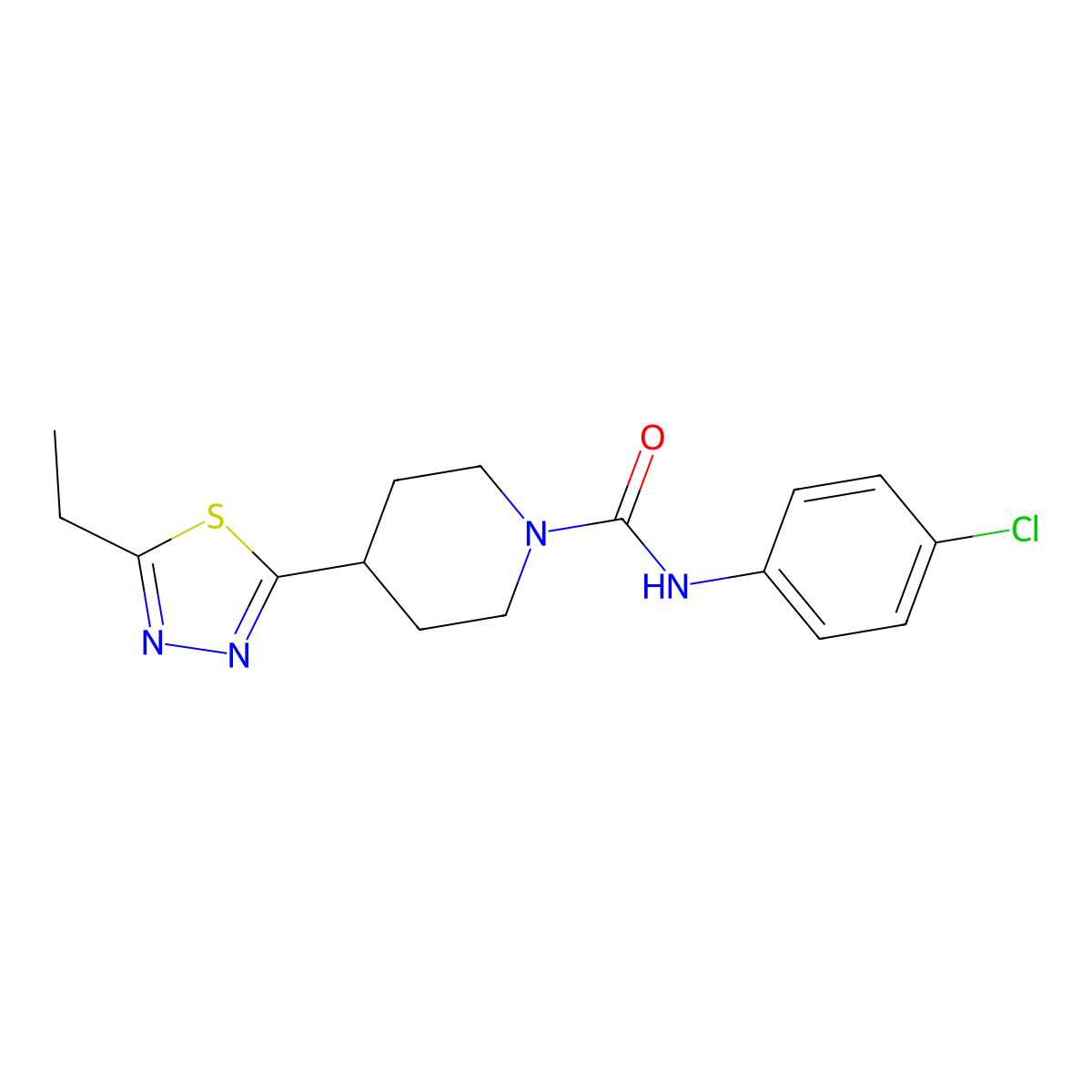 N-(4-chlorophenyl)-4-(5-ethyl-1,3,4-thiadiazol-2-yl)piperidine-1-carboxamide molecular structure, CAS 1105247-04-8