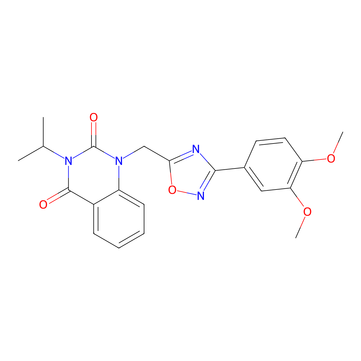 1-((3-(3,4-dimethoxyphenyl)-1,2,4-oxadiazol-5-yl)methyl)-3-isopropylquinazoline-2,4(1H,3H)-dione molecular structure, CAS 1105247-10-6