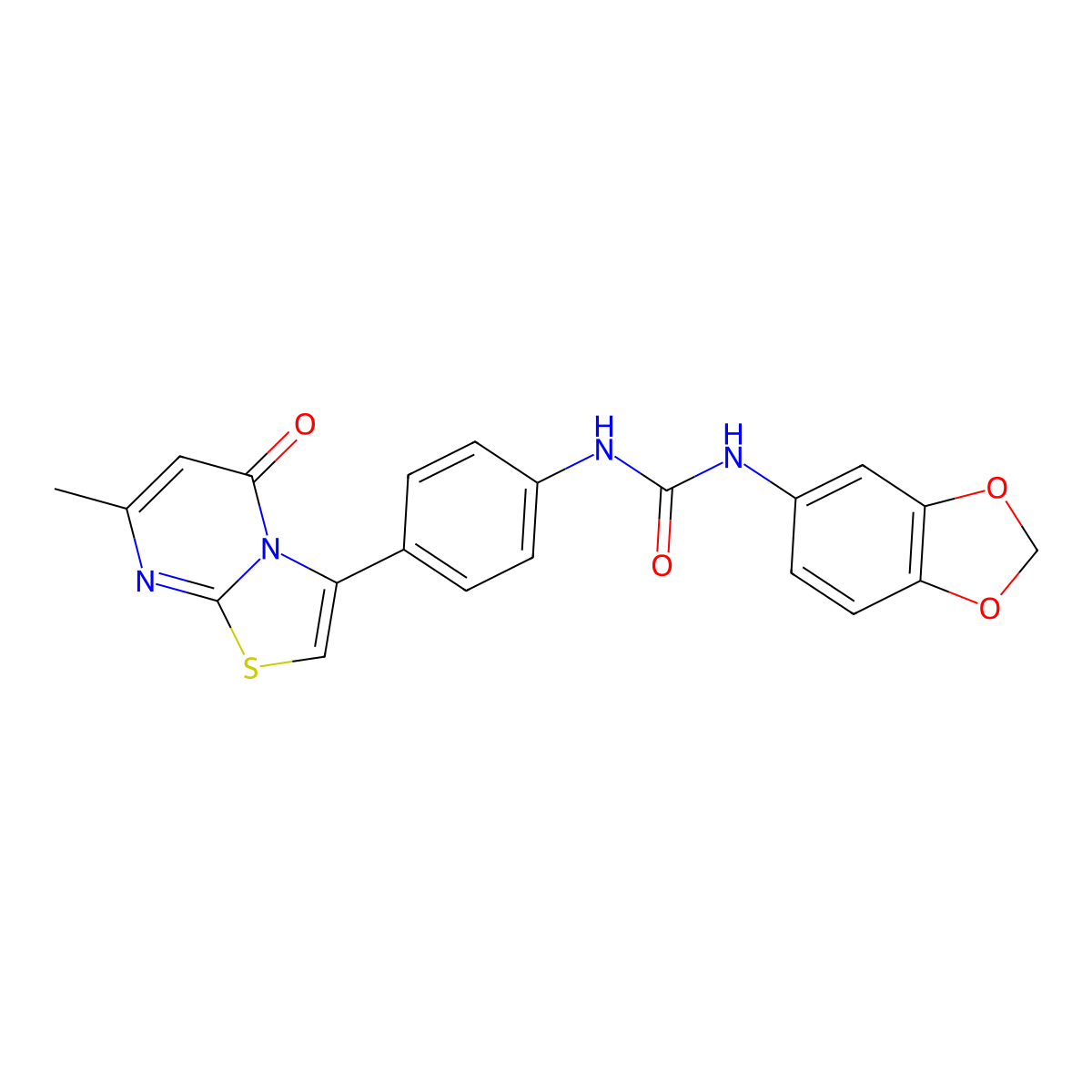 1-(benzo[d][1,3]dioxol-5-yl)-3-(4-(7-methyl-5-oxo-5H-thiazolo[3,2-a]pyrimidin-3-yl)phenyl)urea molecular structure, CAS 1105247-13-9