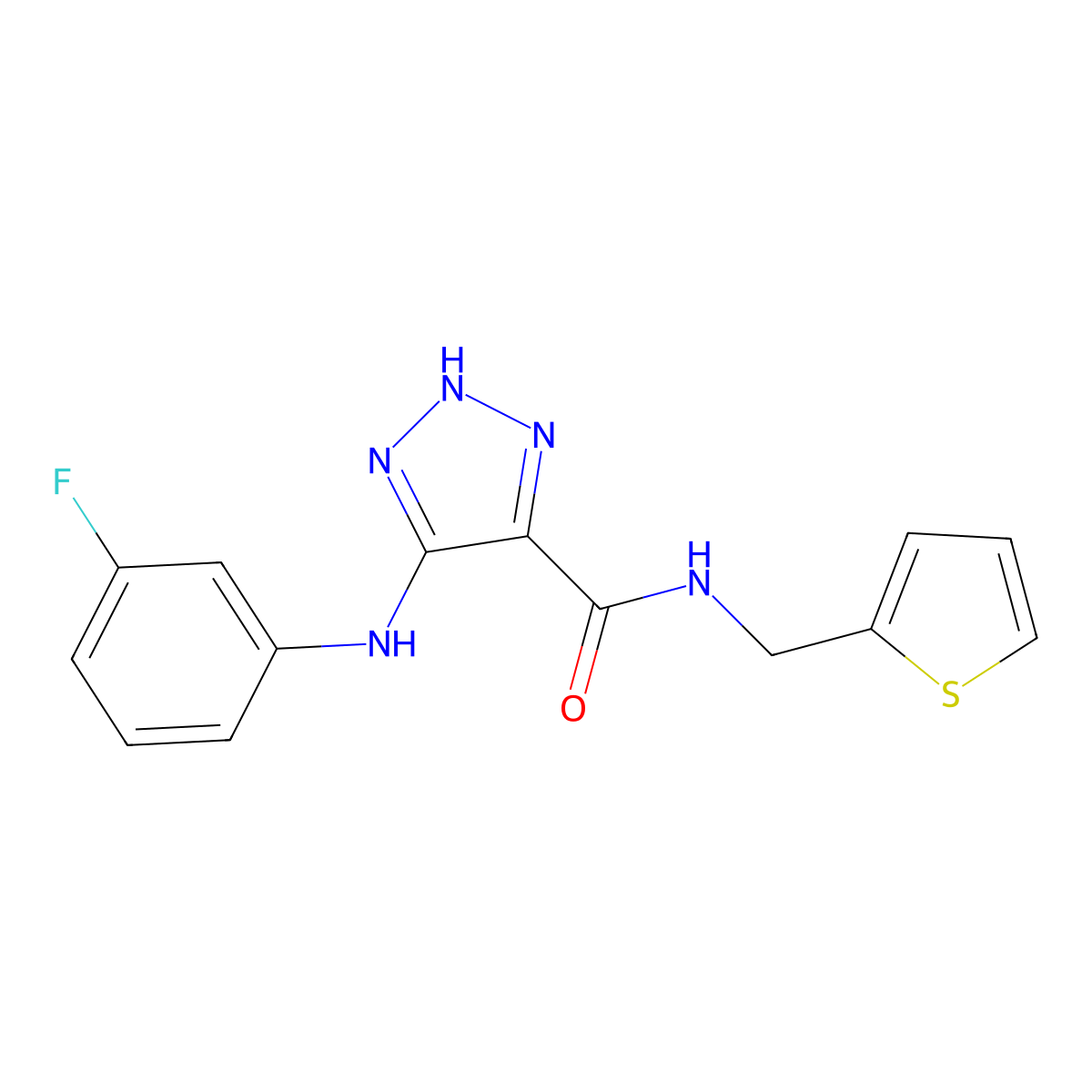 5-((3-fluorophenyl)amino)-N-(thiophen-2-ylmethyl)-1H-1,2,3-triazole-4-carboxamide molecular structure, CAS 1105247-16-2
