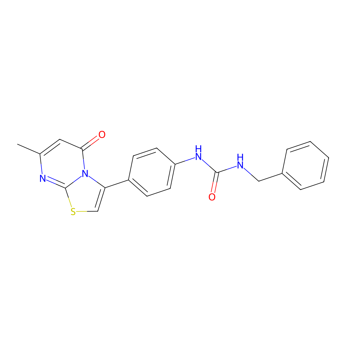1-benzyl-3-(4-(7-methyl-5-oxo-5H-thiazolo[3,2-a]pyrimidin-3-yl)phenyl)urea molecular structure, CAS 1105247-20-8
