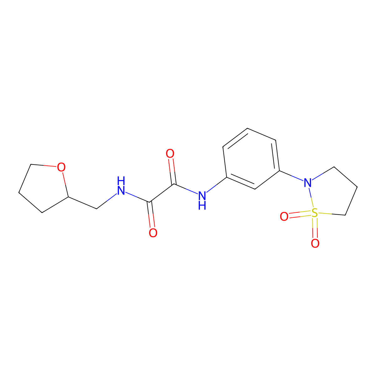 N1-(3-(1,1-dioxidoisothiazolidin-2-yl)phenyl)-N2-((tetrahydrofuran-2-yl)methyl)oxalamide molecular structure, CAS 1105247-22-0