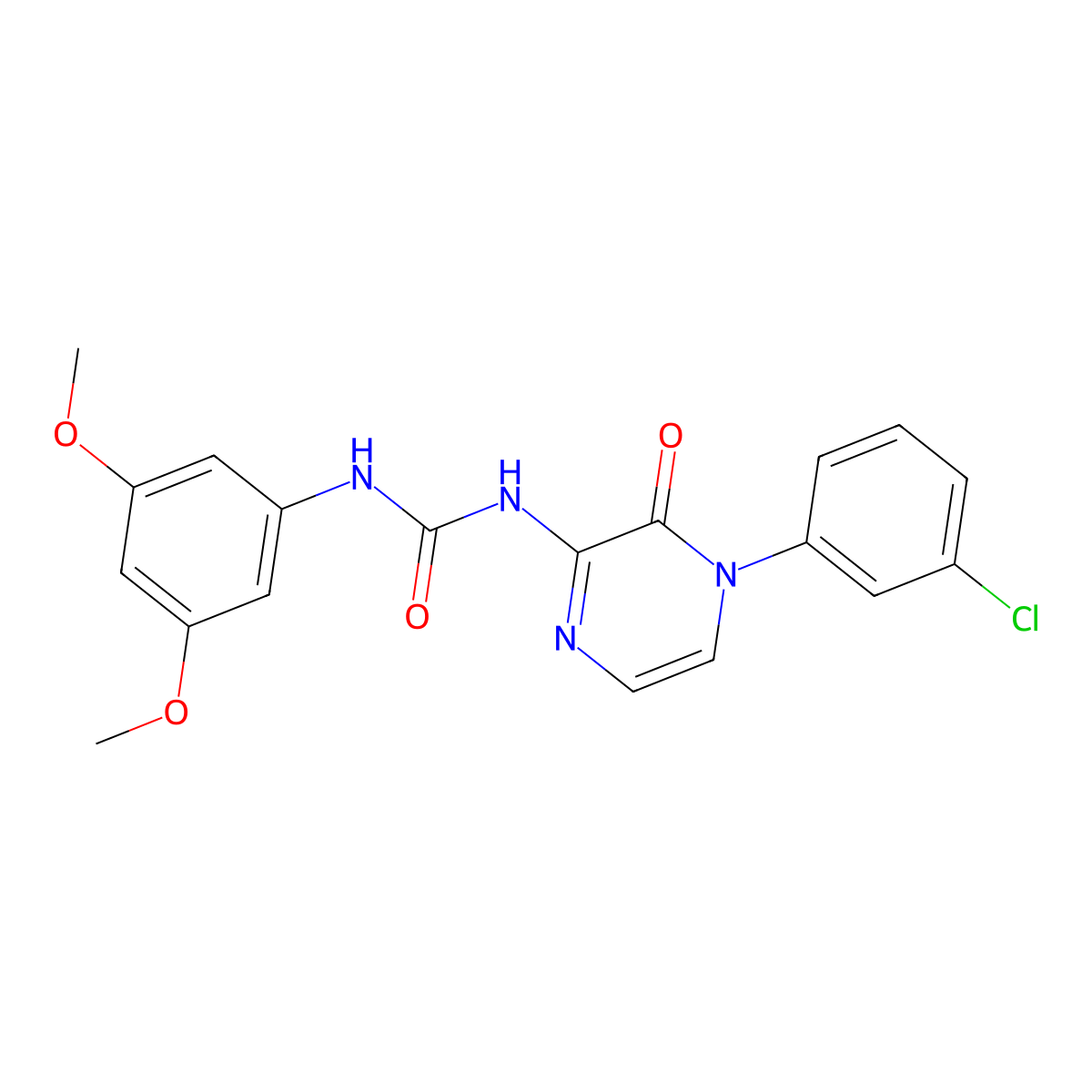1-(4-(3-Chlorophenyl)-3-oxo-3,4-dihydropyrazin-2-yl)-3-(3,5-dimethoxyphenyl)urea molecular structure, CAS 1105247-24-2