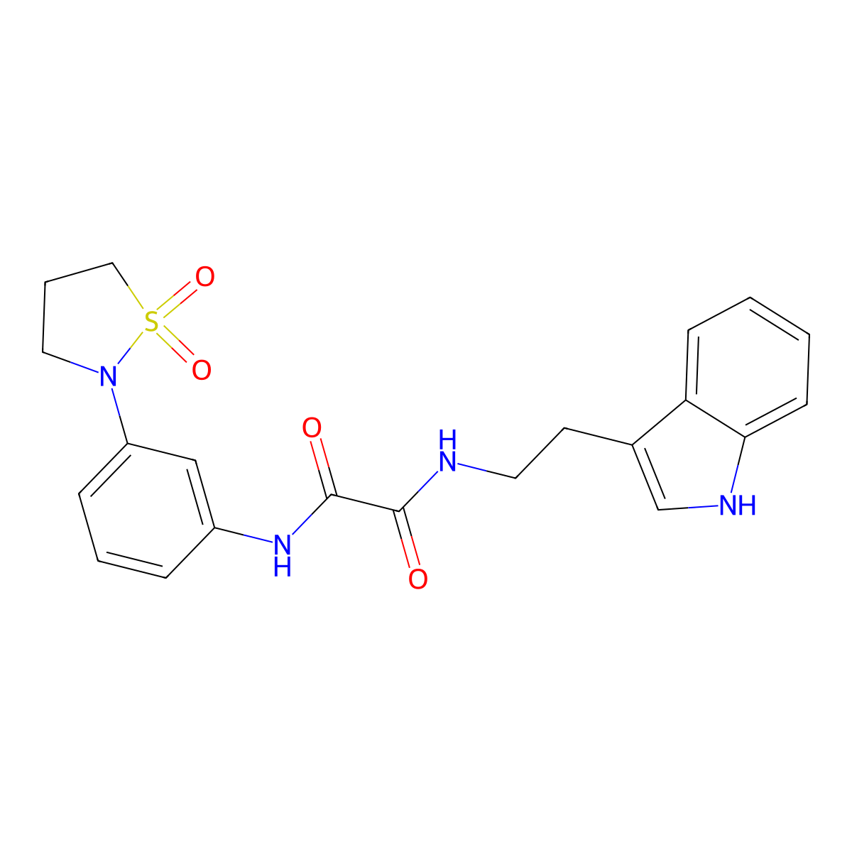 N1-(2-(1H-indol-3-yl)ethyl)-N2-(3-(1,1-dioxidoisothiazolidin-2-yl)phenyl)oxalamide molecular structure, CAS 1105247-29-7