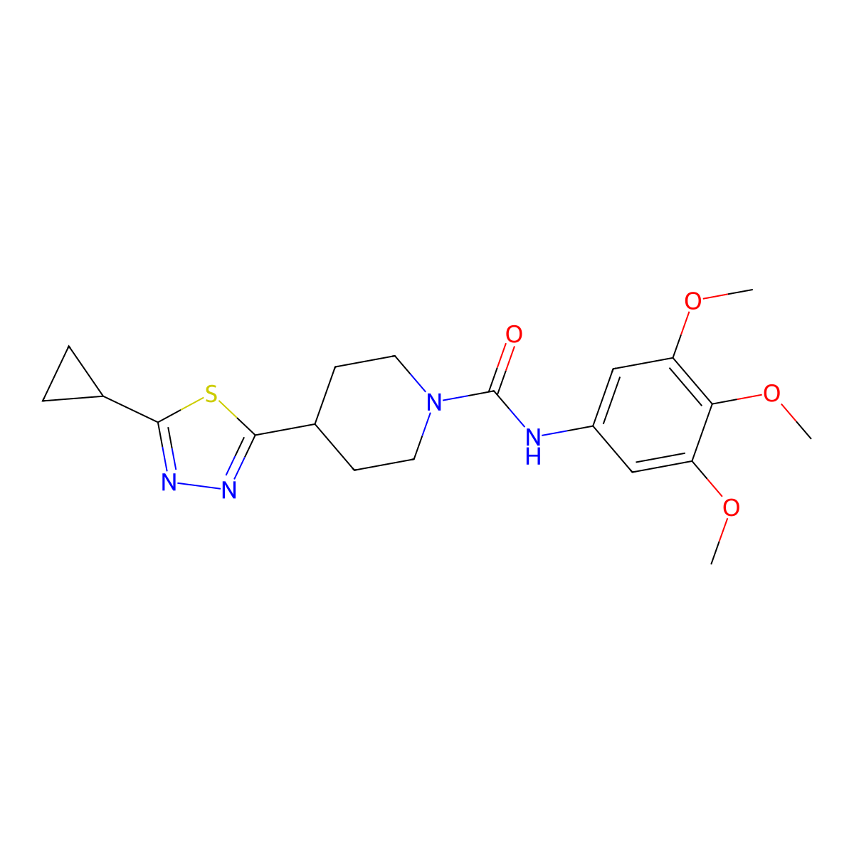 4-(5-cyclopropyl-1,3,4-thiadiazol-2-yl)-N-(3,4,5-trimethoxyphenyl)piperidine-1-carboxamide molecular structure, CAS 1105247-32-2