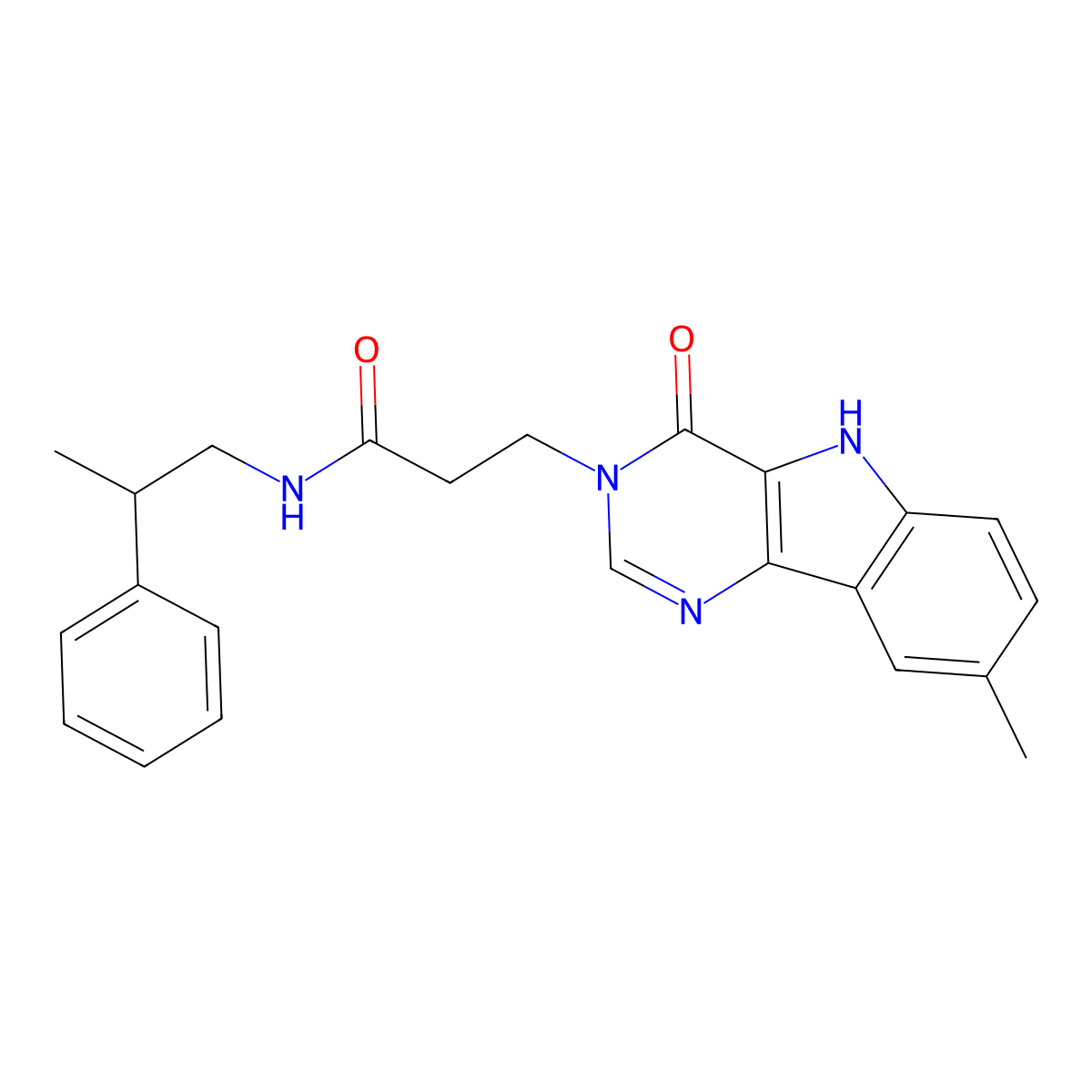 3-{8-methyl-4-oxo-3H,4H,5H-pyrimido[5,4-b]indol-3-yl}-N-(2-phenylpropyl)propanamide molecular structure, CAS 1105247-40-2
