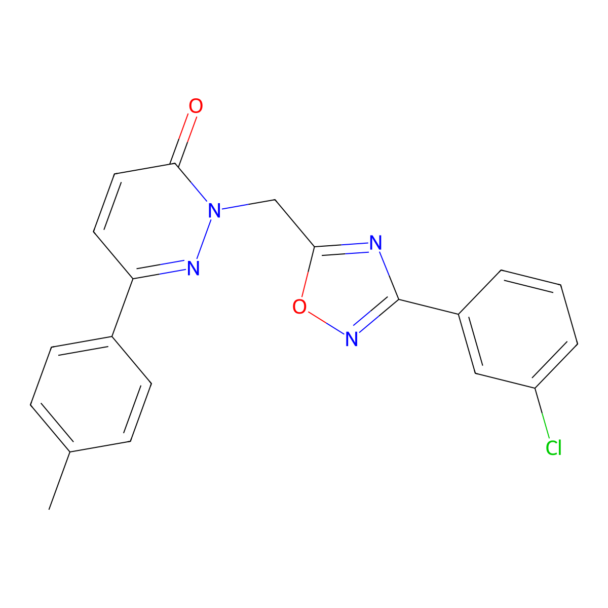2-((3-(3-chlorophenyl)-1,2,4-oxadiazol-5-yl)methyl)-6-(p-tolyl)pyridazin-3(2H)-one molecular structure, CAS 1105247-45-7