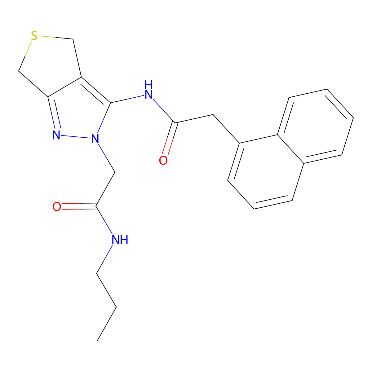 2-(naphthalen-1-yl)-N-(2-(2-oxo-2-(propylamino)ethyl)-4,6-dihydro-2H-thieno[3,4-c]pyrazol-3-yl)acetamide molecular structure, CAS 1105247-50-4